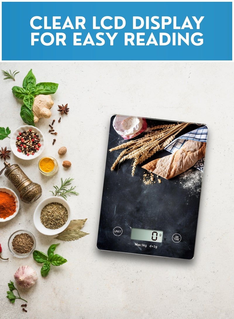 ميزان طعام رقمي – ميزان مطبخ إلكتروني بدقة 5 كجم / 1 جرام مع شاشة LCD ووظيفة التصفير (Tare)، ميزان جرام متعدد الوحدات للطبخ والخبز والتحكم في الكميات - Image 5